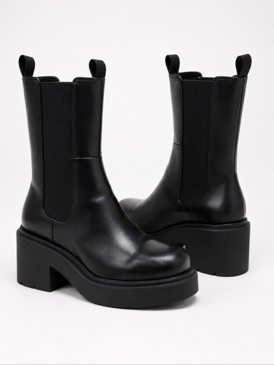 H&M Shoes - Black Platform Chelsea Boots - Women's Chunky Heel